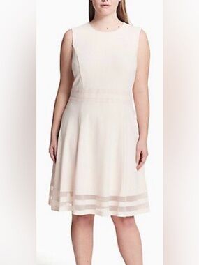 Calvin Klein Cream Sleeveless A-Line Midi Dress size 14